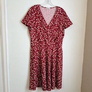 Micros Burgundy Cross Front Floral Midi Dress